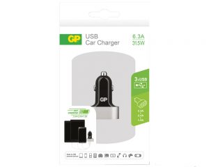 12V plugg GP USB Car Charger m/3 USB